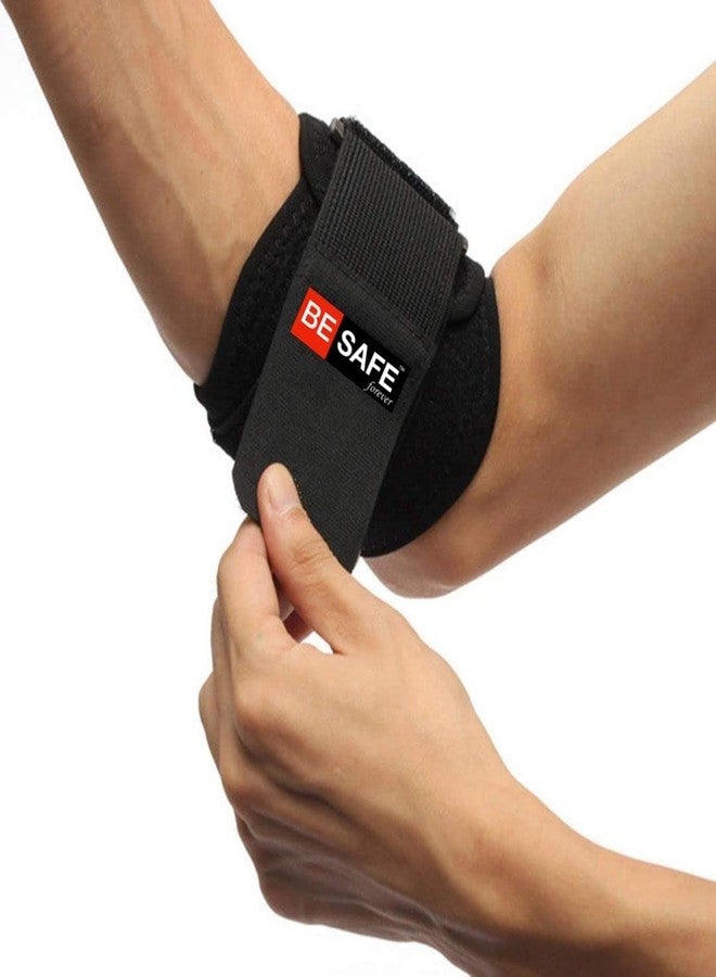 BESAFE Forever Tennis Elbow Support Brace Band for Elbow Pain Relief, Gym, Workout Neoprene Compression Support (Black, S) - Image 2