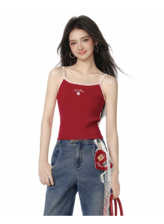 EPTISON Knitted Vest Women 2025 Summer New Retro Sweet Short Fitted Strawberry Embroidery Design Sleeveless Top - Image 1
