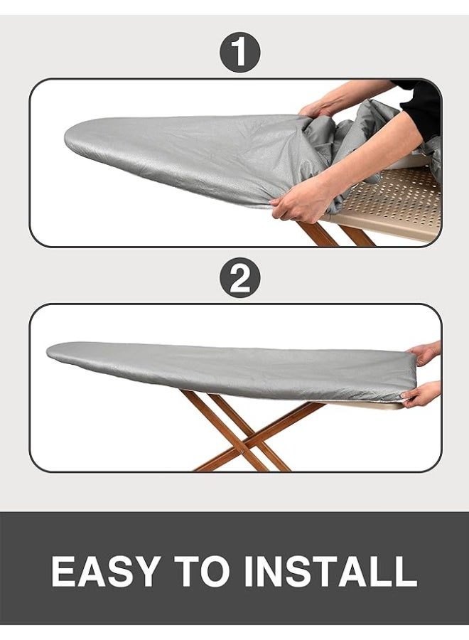 SUNKLOOF Extra Thick Ironing Board Cover and Pad, Resist Scorching and Staining, 15x54 Reflective Silicone Iron Board Cover With Padding, Elastic Edges, 4 Fasteners, Large Protective Scorch Mesh Cloth Silicone Gray - Image 3