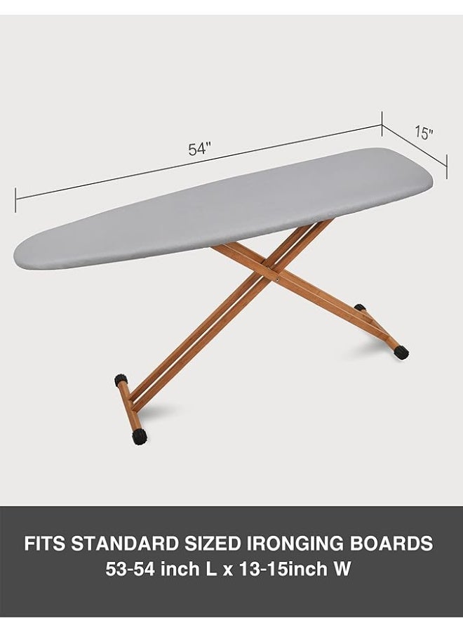 SUNKLOOF Extra Thick Ironing Board Cover and Pad, Resist Scorching and Staining, 15x54 Reflective Silicone Iron Board Cover With Padding, Elastic Edges, 4 Fasteners, Large Protective Scorch Mesh Cloth Silicone Gray - Image 2