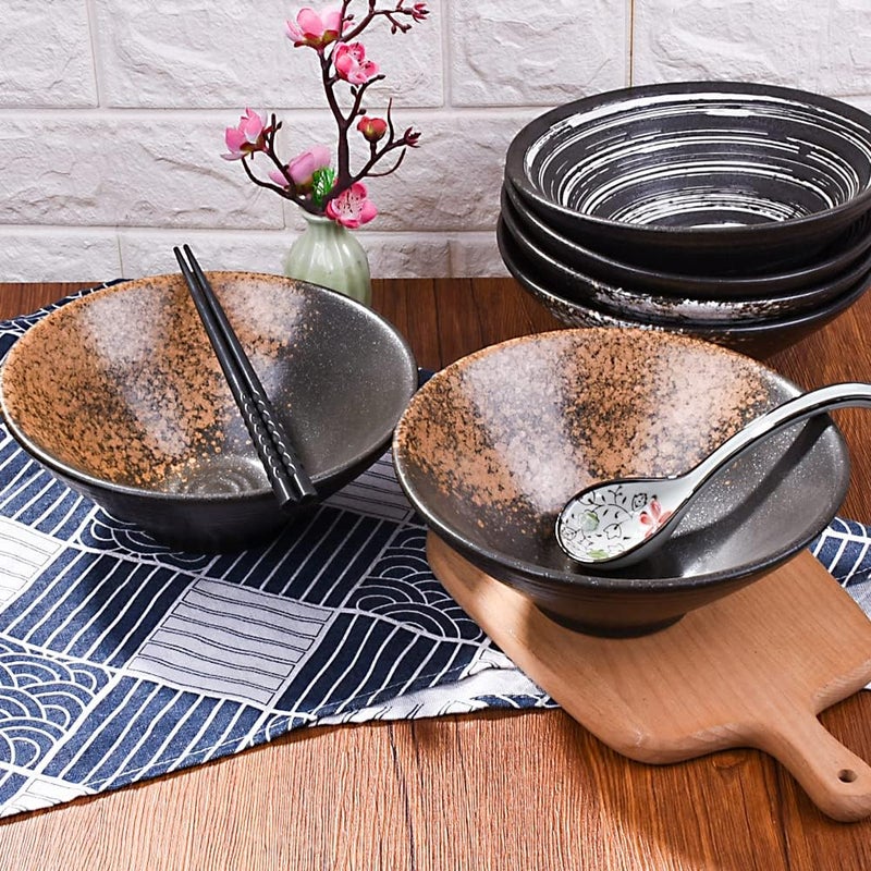 Cerficer 32 Oz Japanese Ramen Bowl Set of 2 Ceramic Noodle Bowls for Pho Cereal SoupYSH - Image 3