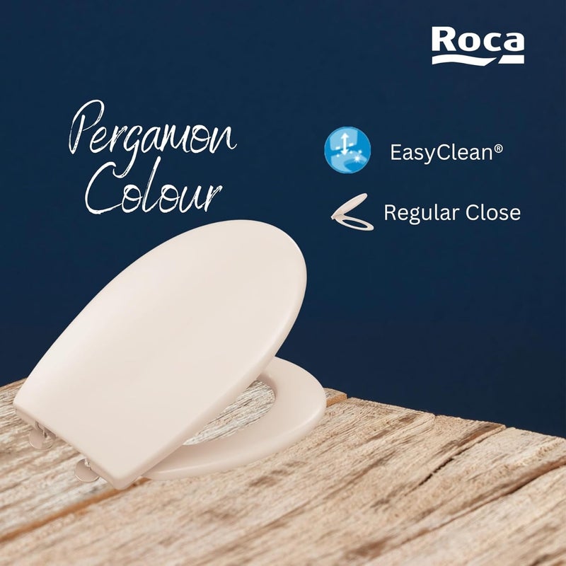 Parryware Roca Victoria Polypropylene PP Regular Close Seat Cover for toilets Colour Pergamon Similar to Ivory U Shaped Universal Seat Cover NO SOFT CLOSE For bathroom fixtures  - Image 4