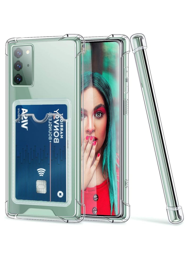 Generic - ase Clear Card Holder Back Wallet Crystal Transparent Soft TPU Shockproof Bumper Corner Drop Protection Phone Case Cover With Camera Lens Protection For Samsung Galaxy Note 20 - Image 1