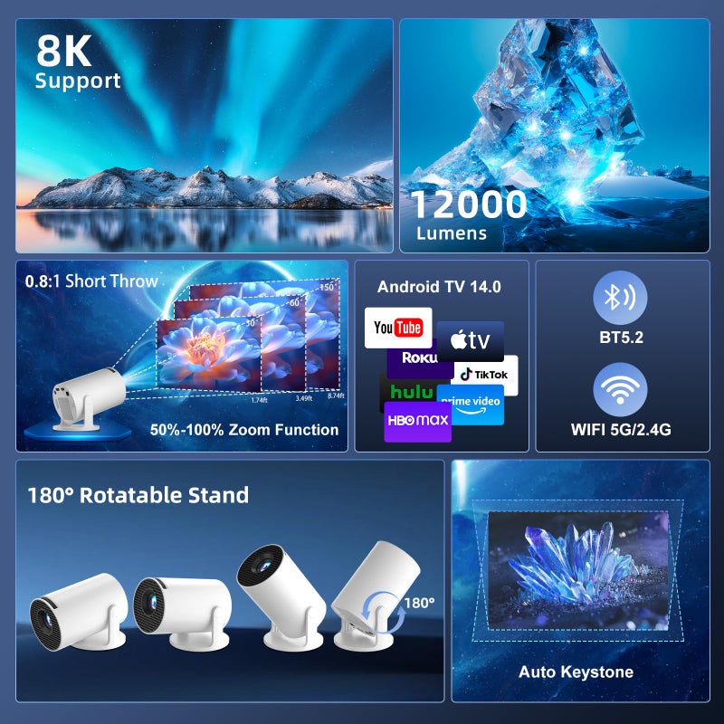 Salange HY300PRO+ 2026 Mini Projector with WiFi6 Bluetooth5.4,Built-in Apps - Image 2