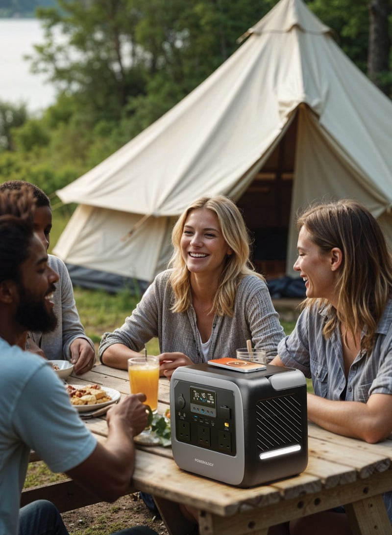 باورولوجي محطة طاقة محمولة باتر 3 بقوة 1200 واط / مولد طاقة بسعة بطارية 945 واط في الساعة / منافذ شحن متعددة / مولد للتخييم والأنشطة الخارجية / لوحة شحن لاسلكية بقوة 15 واط / مدخل طاقة شمسية فعال - رمادي - Image 2