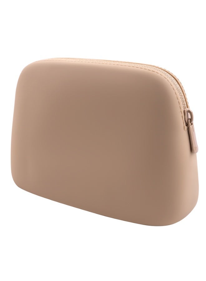 Silicone Waterproof Makeup Bag – Large Travel Cosmetic Pouch (Brown) - Image 5