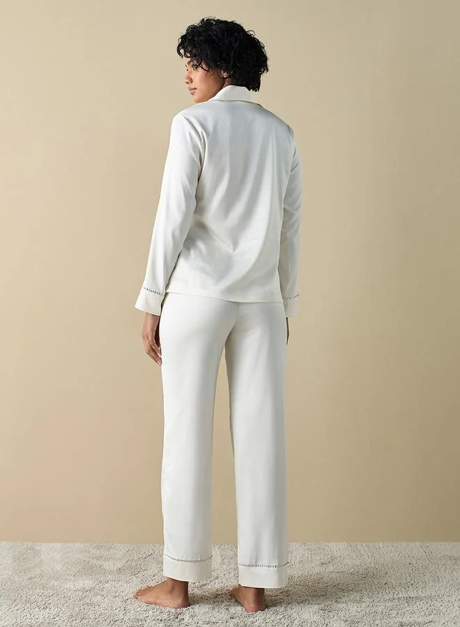 Splash FAV Embellished Shirt and Pyjamas Set