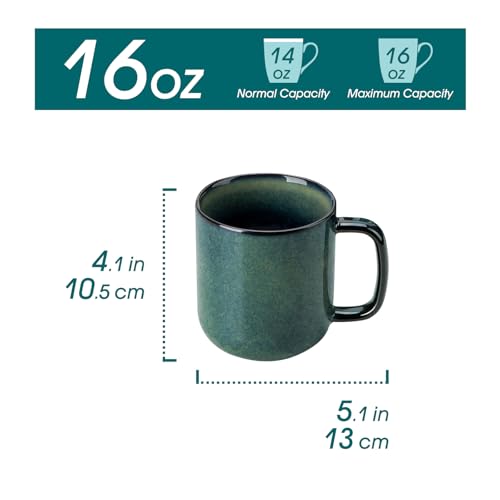 vancasso STARRY Coffee Mugs Set 16 oz Ceramic Coffee Cups for Americano Hot Tea Iced Coffee Cold Brew Cocoa Milk Stoneware Mugs Set of 6 Dishwasher Microwave Safe Green - Image 3