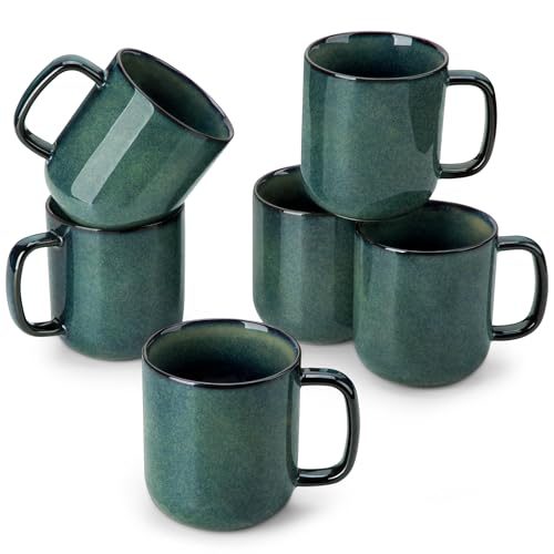 vancasso STARRY Coffee Mugs Set 16 oz Ceramic Coffee Cups for Americano Hot Tea Iced Coffee Cold Brew Cocoa Milk Stoneware Mugs Set of 6 Dishwasher Microwave Safe Green - Image 1