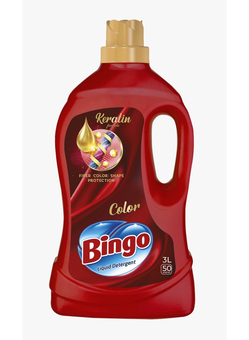 Bingo Liquid Laundry Detergent 3L with Keratin Formula – Color & Fiber Care