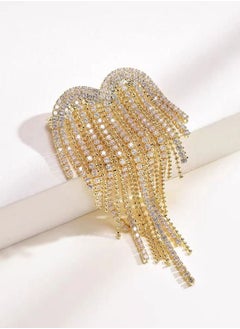 General 925 Silver Hypoallergenic/14K Alloy Inlaid Zircon Tassel Pendant Earrings  - Image 2