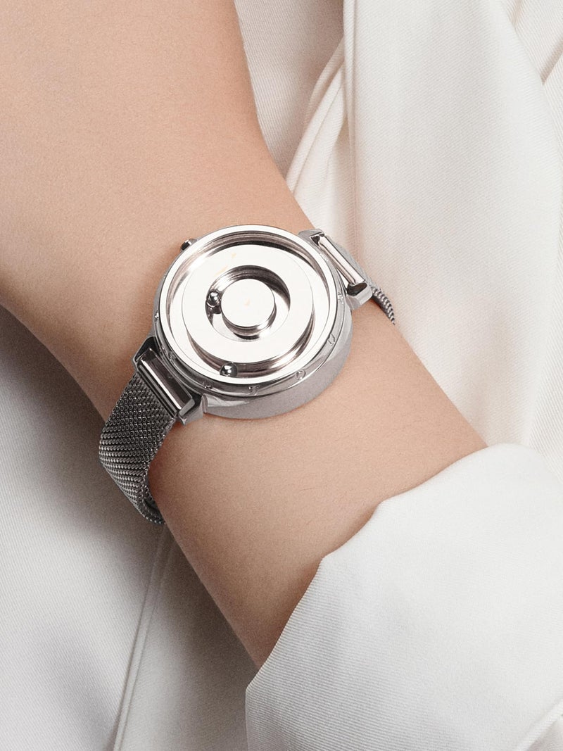 EUTOUR Ladies Watches Watches for Women Magnetic Watches Wrist Watch Stainless Steel Mesh Strap 36mm-Sliver - Image 2