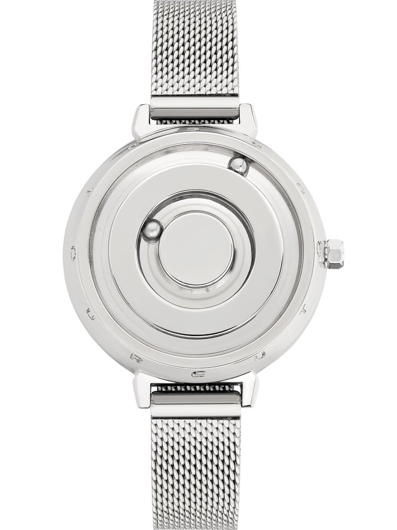 EUTOUR Ladies Watches Watches for Women Magnetic Watches Wrist Watch Stainless Steel Mesh Strap 36mm-Sliver - Image 1