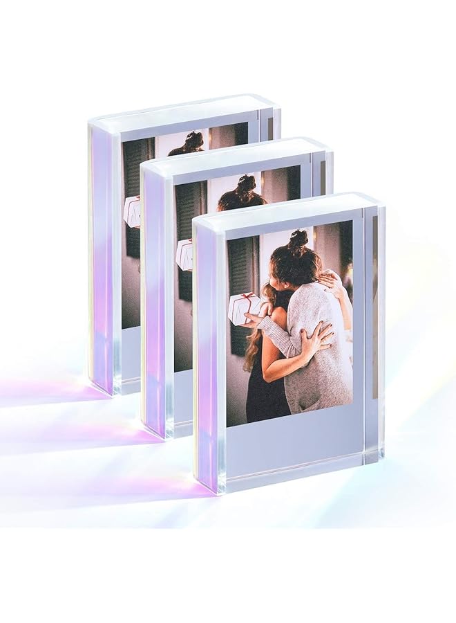 The Bros Mini Film Photo Frames 2x3, 3-Pack Polaroid Picture Frame, Iridescent Acrylic Holders, for Fujifilm & Polaroid Instant Photos, Ideal for Home Decoration and Gift Ideas - Image 1