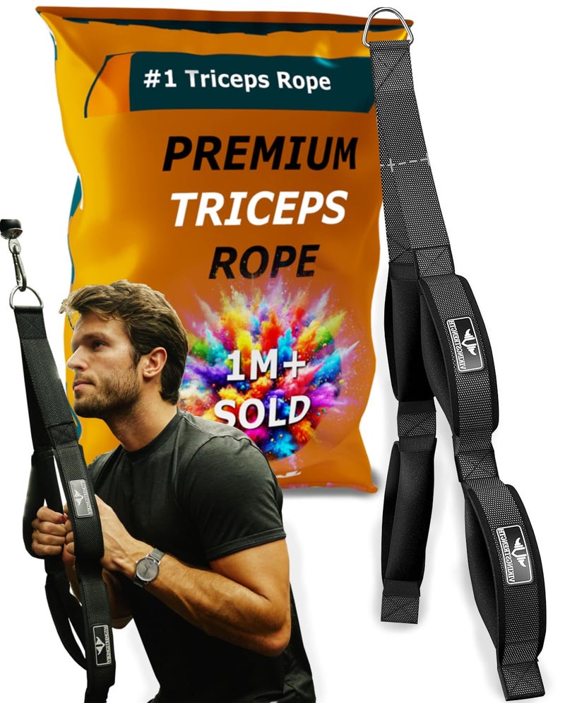 VIKINGSTRENGTH Patented Tricep Rope Cable Attachment Enhanced Length for Maximum Muscle Engagement Comfortable AntiSlip Grip Versatile for All Cable Machines VStrength Workout App - Image 2