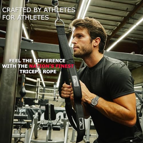 VIKINGSTRENGTH Patented Tricep Rope Cable Attachment Enhanced Length for Maximum Muscle Engagement Comfortable AntiSlip Grip Versatile for All Cable Machines VStrength Workout App - Image 3