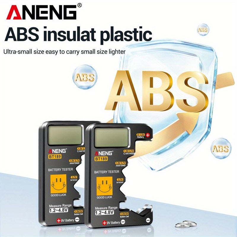 جهاز اختبار بطاريات ANENG BT189 BL رقمي مع شاشة عرض، مناسب لبطاريات C و AA و AAA و D و 9 فولت (6F22) وبطاريات الزر (3 فولت)، يُظهر مؤشر الطاقة المتبقية ولا يحتاج إلى بطارية. - Image 2