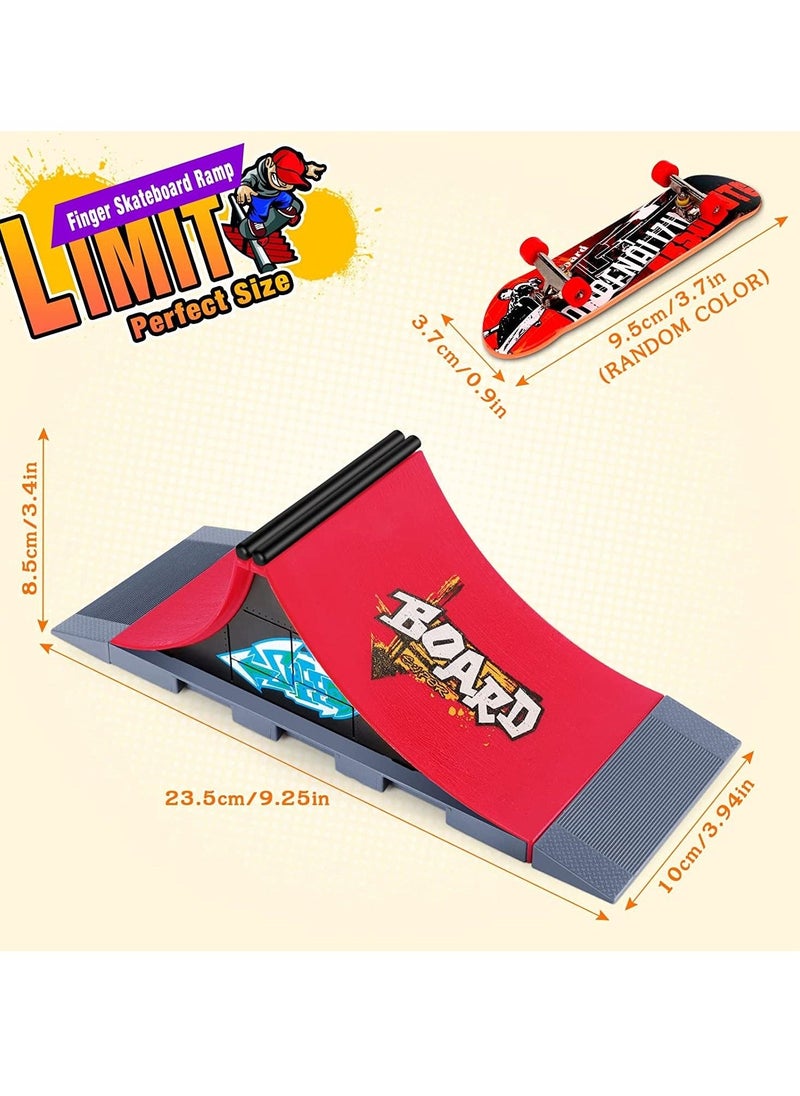 Finger Skateboard Ramp Set, Mini Finger Skateboard and Ramp Accessories Set, Props Deck Track Ultimate Park Set, Ramps Fingerskate Toy Set for Kids Birthday Gift (A)  - Image 2