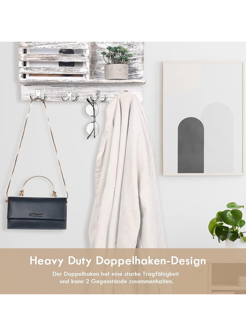 Mmmon 8 PCS Dual Coat Door Hooks Double ProngWall Mounted Hooks with 16 Pcs Screws forHanging Hat Tie Clothes Towel Metal Chrome Hanger for Bedroom BathroomKitchen Silver - Image 4