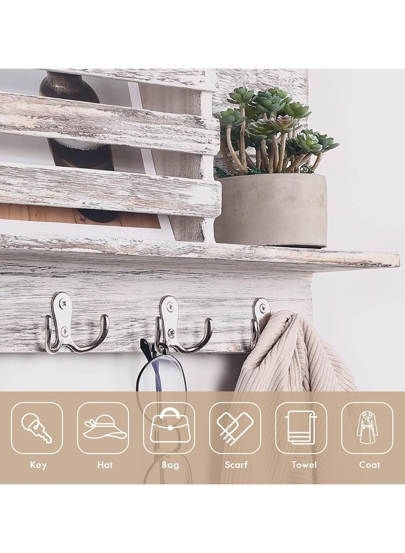 Mmmon 8 PCS Dual Coat Door Hooks Double ProngWall Mounted Hooks with 16 Pcs Screws forHanging Hat Tie Clothes Towel Metal Chrome Hanger for Bedroom BathroomKitchen Silver - Image 5