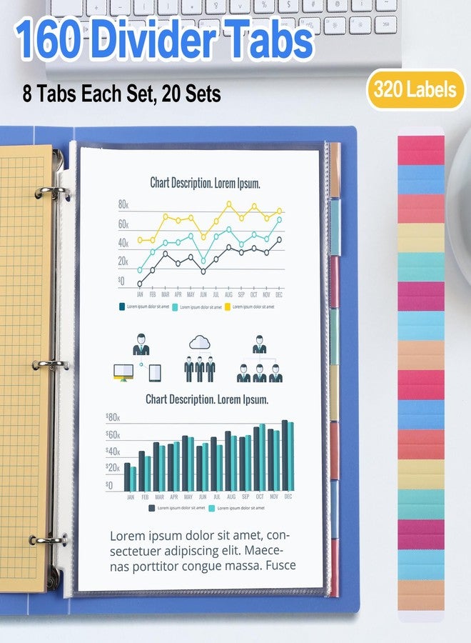 ReliThick 6 Set of 48 Pack Clear Binder Sheet Protectors with Tabs for 3 Ring Binder 8 Tab Binder Dividers with Pockets and Tabs Plastic Page Protector Insertable Index Divider, 8.5 x 11 Inch - Image 3