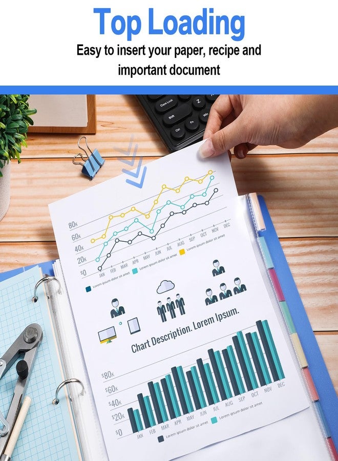 ReliThick 6 Set of 48 Pack Clear Binder Sheet Protectors with Tabs for 3 Ring Binder 8 Tab Binder Dividers with Pockets and Tabs Plastic Page Protector Insertable Index Divider, 8.5 x 11 Inch - Image 4