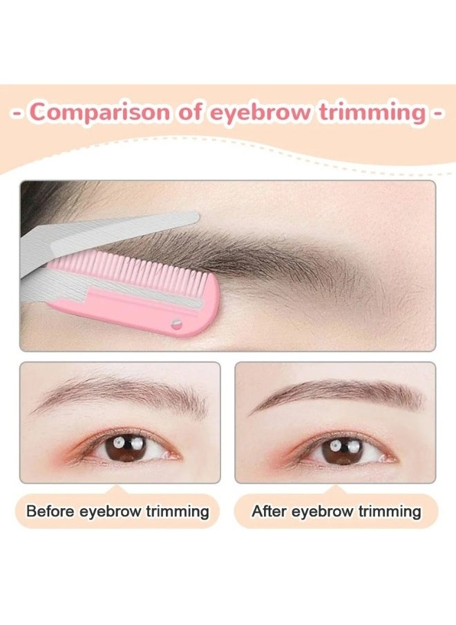 KIKI - Eyebrow Shaping Scissors with Comb -Pink - Image 1