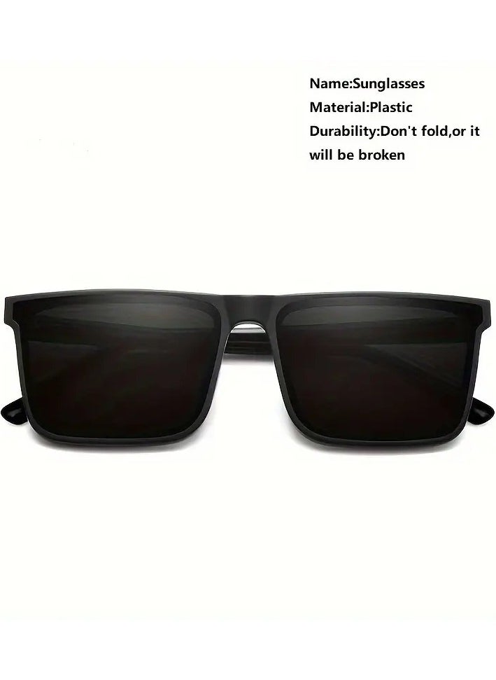 Ucanbe - Stylish Square Frame UV Protection Sunglasses Shielding Your Eyes Showcasing Your Style BLACK - Image 1