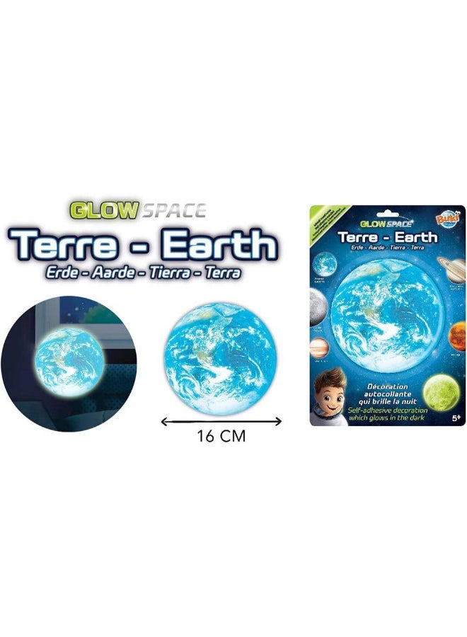 Buki Glow Space Earth Glow-in-the-Dark Self-Adhesive Wall Sticker (16 cm) - Image 2