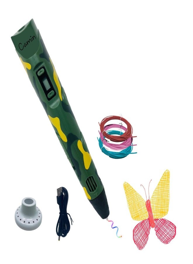 Camin 3D Pen for Kids, USB Cable, 3 PLA 3m Each (Camouflage Color)