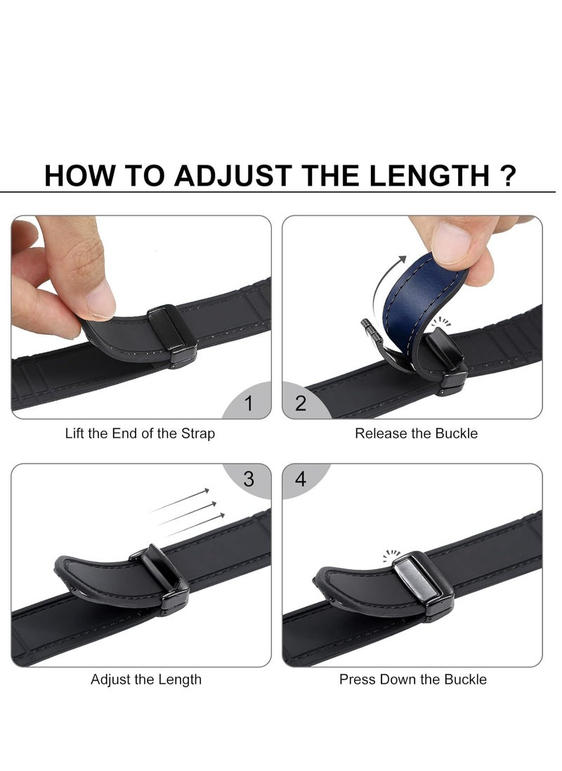Kiboule - Magnetic Leather Watch Band for Apple Watch Ultra, 49mm 45mm 44mm 42mm, Magnetic Buckle Replacement Genuine Leather Strap for Apple Watch Series, Blue - Image 1