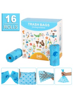 YOUGE 240-Piece Disposable Diaper Bag Refills with Dispenser, Safe and Odour Control Biodegradable Baby Nappy Sacks for Collecting Nappies and Garbage, Blue  - Image 3