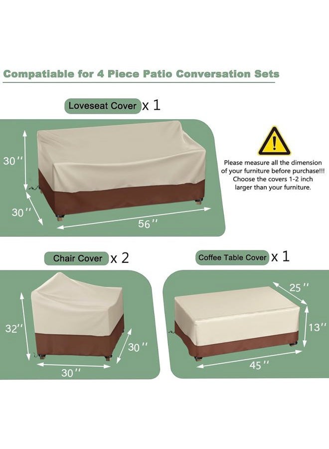 Gasadar Patio Furniture Cover , Outdoor Furniture Covers Waterproof for Patio Loveseat, Chair and Coffee Table, Beige & Brown - Image 2
