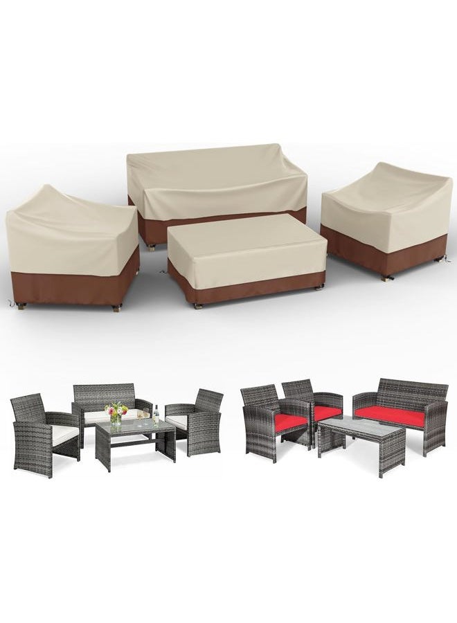 Gasadar Patio Furniture Cover , Outdoor Furniture Covers Waterproof for Patio Loveseat, Chair and Coffee Table, Beige & Brown - Image 1