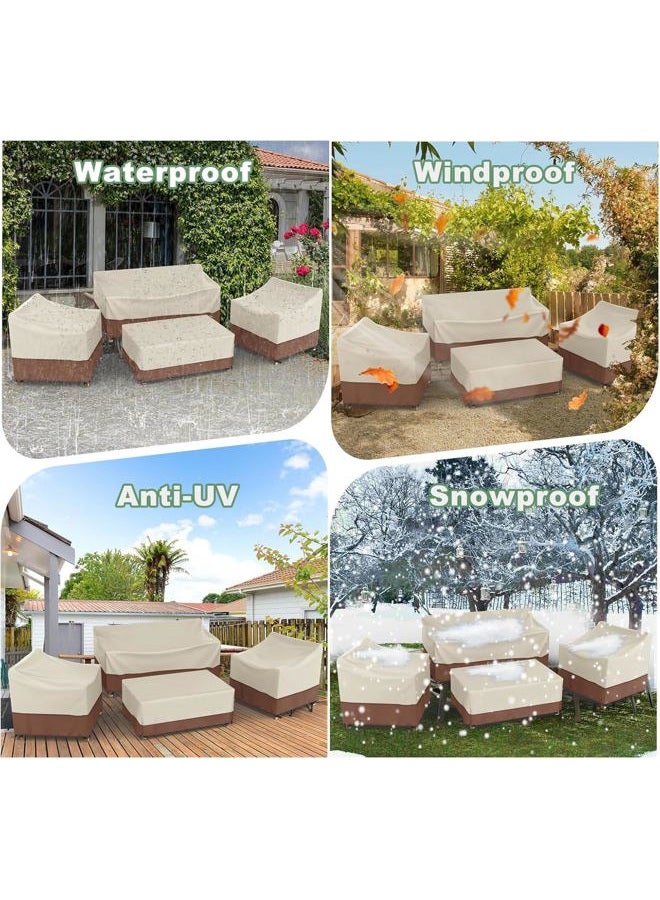 Gasadar Patio Furniture Cover , Outdoor Furniture Covers Waterproof for Patio Loveseat, Chair and Coffee Table, Beige & Brown - Image 5