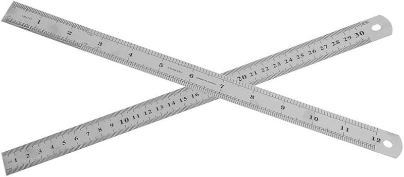 مسطرة جيب من الفولاذ المقاوم للصدأ 30 سم 12 بوصة متري مزدوج الجوانب معدنية - Image 3