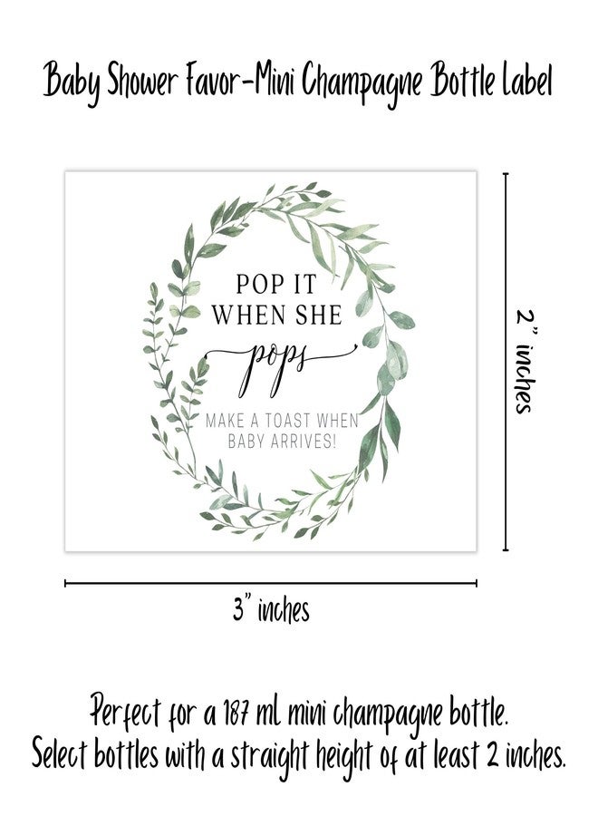 Lashicorn Pop It When She Pops Mini Bottle Stickers | 12 Count | 2”x 3” Size | Mini Bottle Labels | Baby Shower Party Favors | White with Greenery Wreath Design - Image 3
