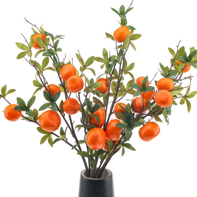 3PCS ARTIFICIAL ORANGE TREE BRANCHES FAKE FRUIT TANGERINE PLANTS TWIG PICKS FOR HOME DCOR OFFICE WEDDING WINDOW PROPS 374 INCH