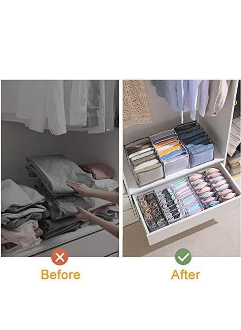3 pack Drawer Organiser, 7 Grids Clothes Organizer, Elevate your Closet with Foldable Storage Organize, Not Easily Deformed，Moisture，Suitable for Storing Pants, Shirts, T-Shirts, Leggings, and Short Skirts