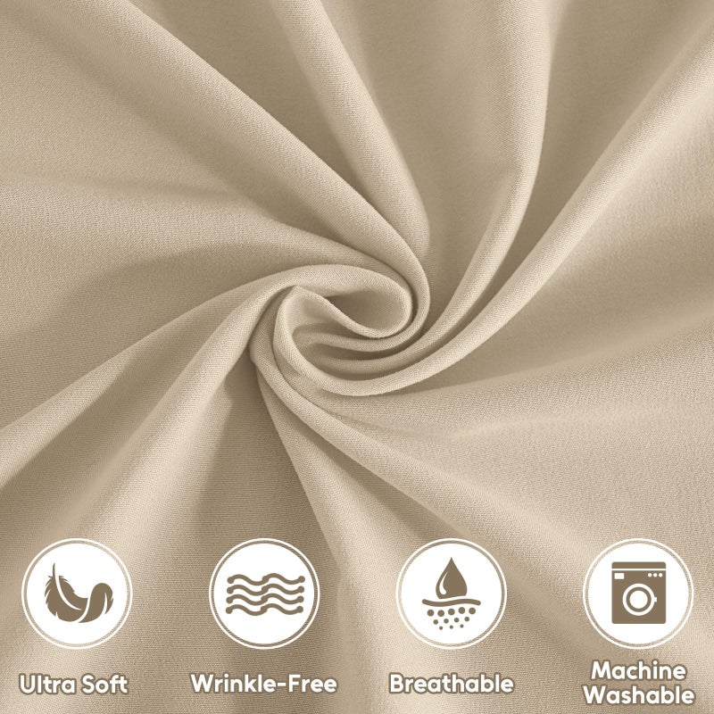 Swiftify Twin Sheets Set, 3 Pieces Hotel Luxury Soft Microfiber Bed Sheets Set, Up to 16" Deep Pockets, Oeko-Tex Sheets with Elastic, Breathable, Wrinkle Free (Beige, Twin) - Image 5