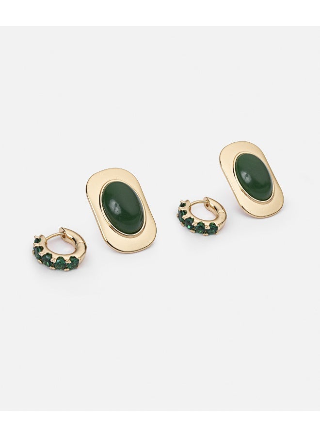Ipekyol Earrings Set With Contrasting Resin And Glass  - Image 1