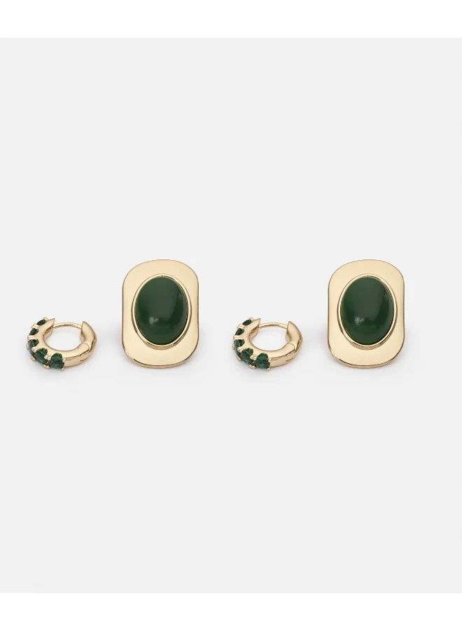 Ipekyol Earrings Set With Contrasting Resin And Glass