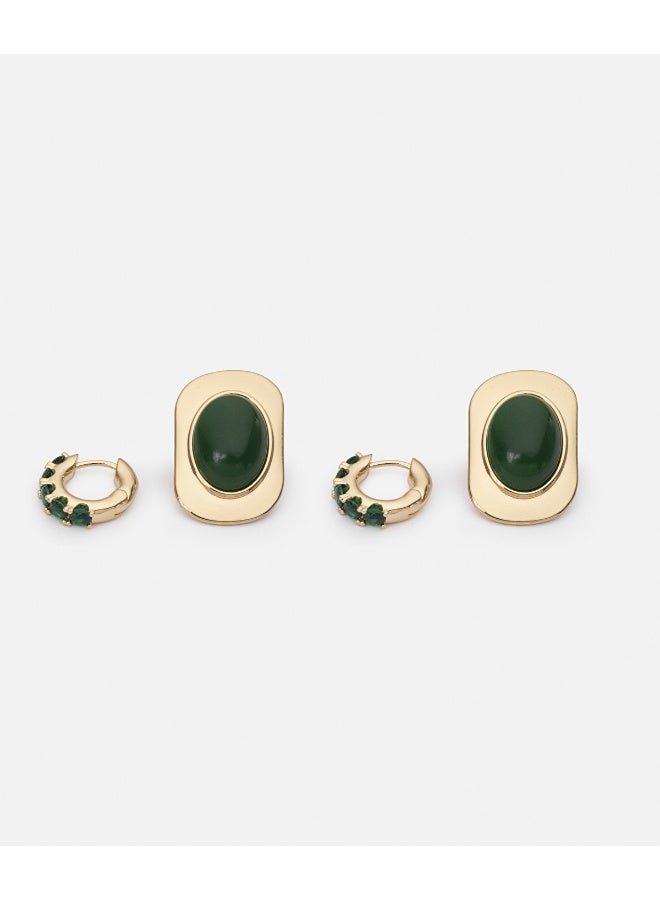 Ipekyol Earrings Set With Contrasting Resin And Glass  - Image 4