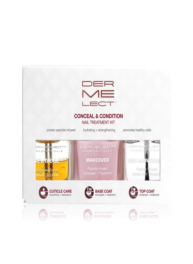 Dermelect Conceal & Condition Nail Treatment Kit - Ridge Filler & Color Corrector for Damaged, Discolored & Brittle Nails - Strengthening Nail Care with Keratin, Peptides & Biotin - Sheer Pink & Nude - Image 1