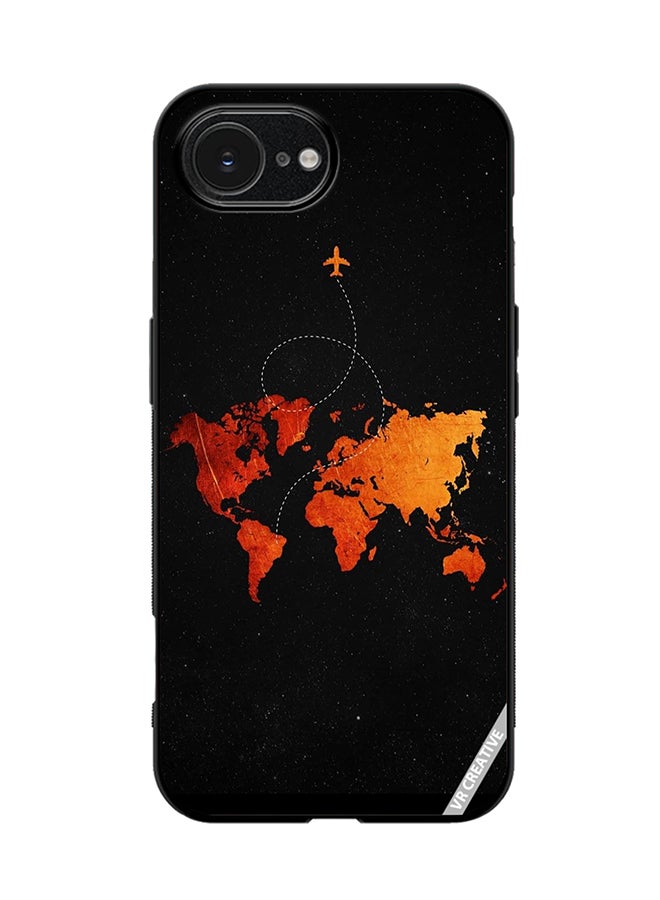 Protective Case Cover For Apple iPhone 16e Travel Map Design Multicolour