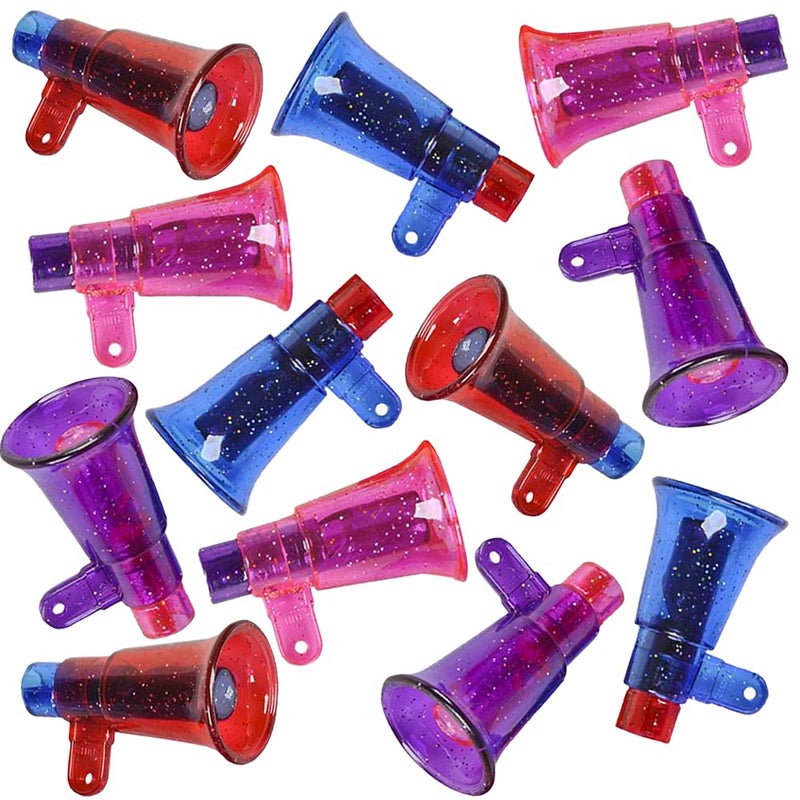 ArtCreativity Mini Glitter Megaphone Whistles Set of 12 Fun Noise Makers Party Favors for Kids Durable Plastic Material Christmas Gift for Kids Child New Year Party Gifts - Image 3
