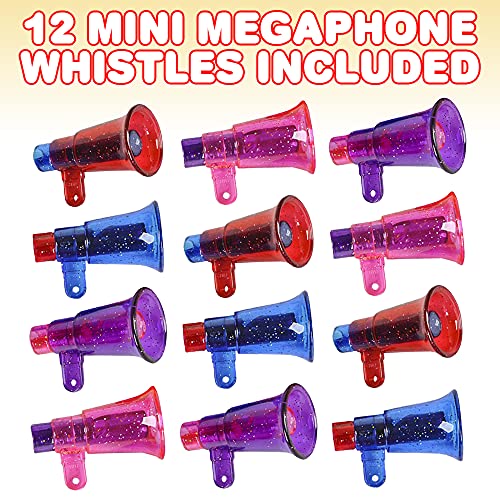 ArtCreativity Mini Glitter Megaphone Whistles Set of 12 Fun Noise Makers Party Favors for Kids Durable Plastic Material Christmas Gift for Kids Child New Year Party Gifts - Image 5