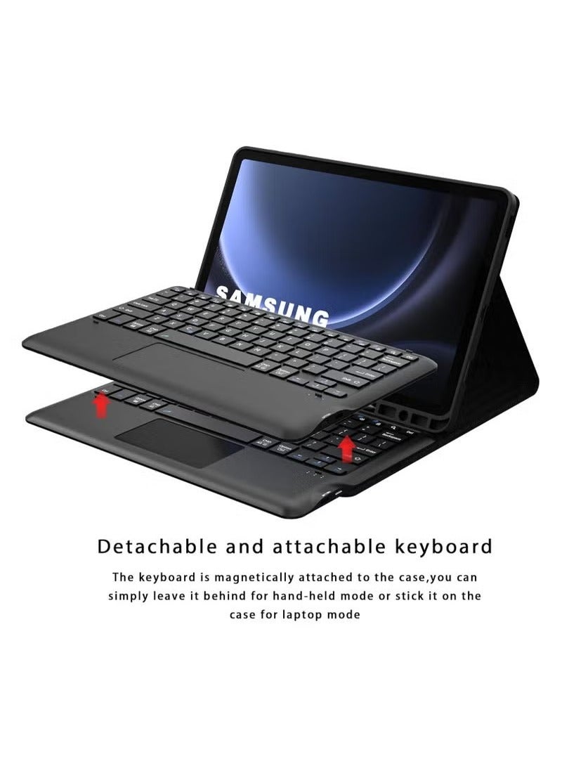 TIGER Keyboard Case for 12.4-Inch Samsung Galaxy Tab S10 Plus/S9 FE Plus/S9 Plus (2023) – Detachable Bluetooth Keyboard with Multi-Touch Trackpad, S Pen Holder, Soft Silicone Back Cover, Adjustable Stand & Magnetic Folio Protective Case - Image 4