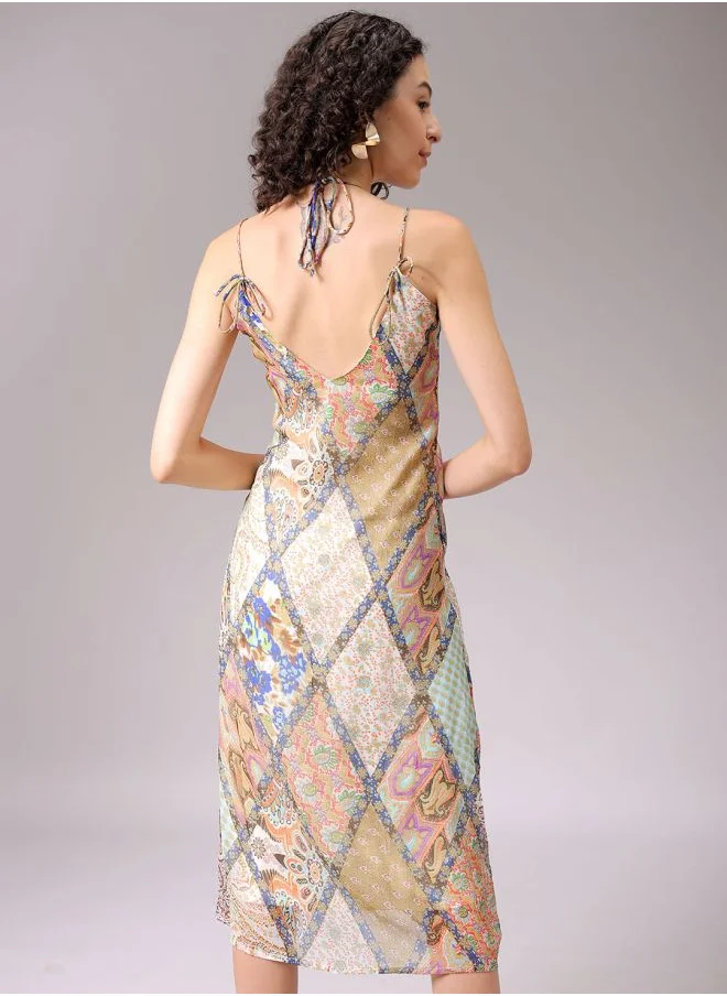Freehand Women Regular Fit Casual All Over Print Ruched Dress
