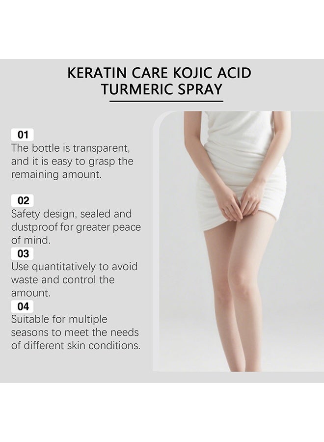 Viareline TURMERIC SPRAY, KERATIN CARE KOJIC ACID Exfoliating Body Spray 99% Turmeric Formula For All Skin Types Brightens Dull Uneven Skin Tone NET 100ML - Image 4
